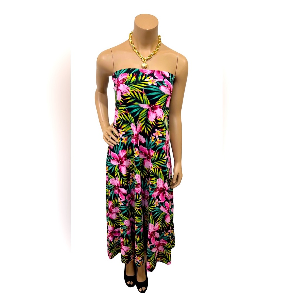 Gorgeous, strapless, long floral dress
